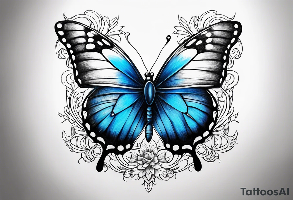 Blue butterfly tattoo idea