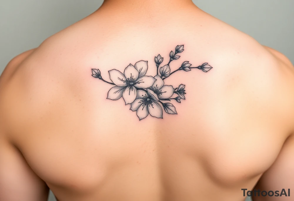 delicate dogwood branch with flowers tattoo idea