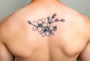 delicate dogwood branch with flowers tattoo idea