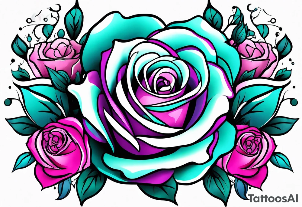 Dad, roses, teal, pink, purple tattoo idea