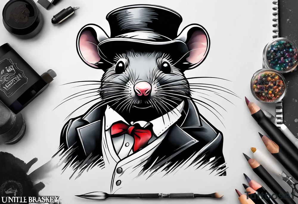 Black rat tattoo idea