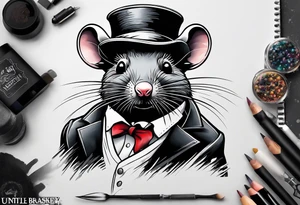 Black rat tattoo idea