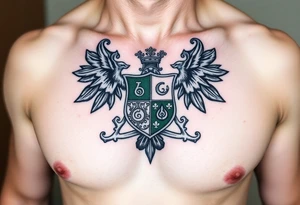 Powerful Irish family crest for Smith. Full chest tattoo tattoo idea