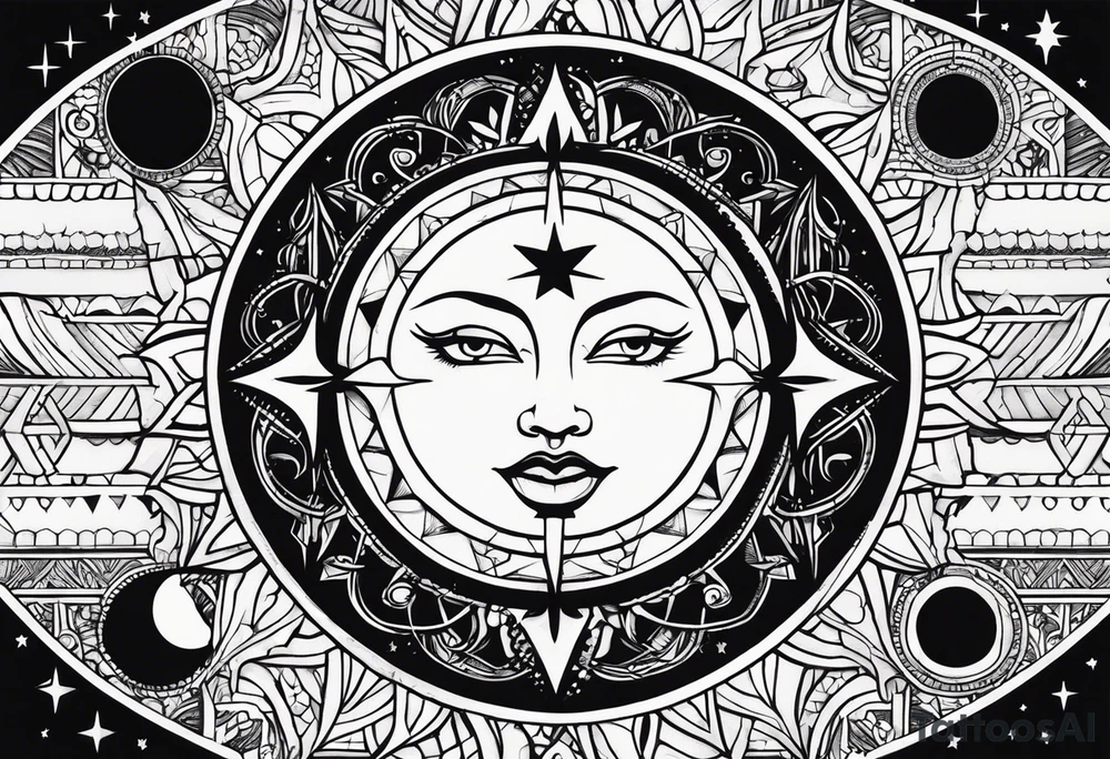 1 small sun, star, moon and the words, "My Blood, Your Blood, Our Blood" tattoo idea