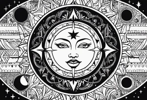 1 small sun, star, moon and the words, "My Blood, Your Blood, Our Blood" tattoo idea