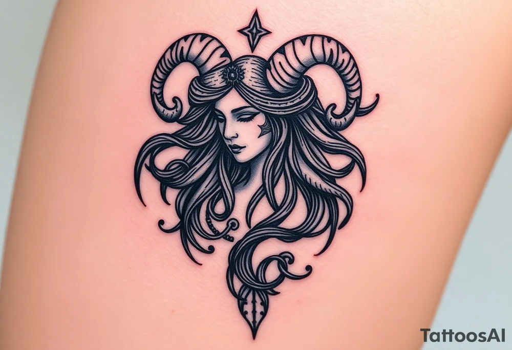 Aries goddess earthy chaos tattoo idea