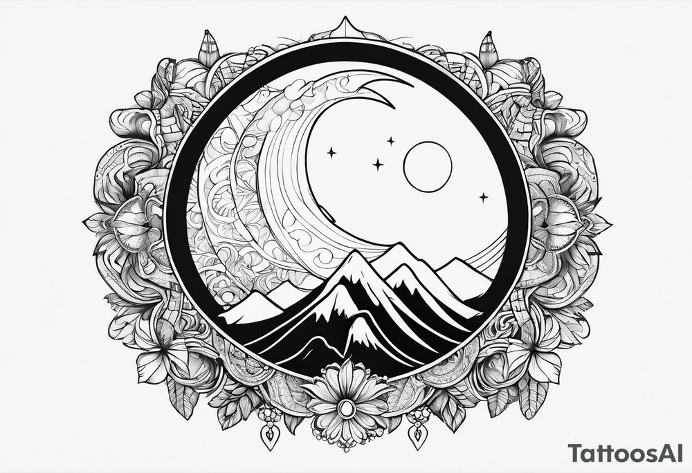 Crescent moon hippie tattoo idea