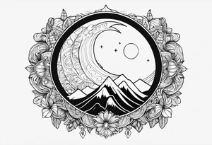 Crescent moon hippie tattoo idea