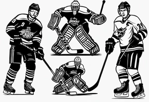 Hockey scene incorporating my children’s names in jerseys tattoo idea