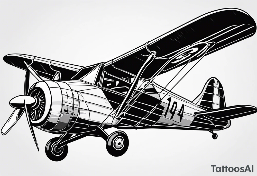 sketch of adventure plane in perspective from the bottom tattoo idea