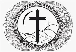 Cross, Half Sun and Crescent Moon Valentino Rosi tattoo idea