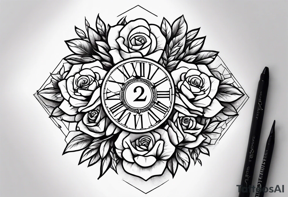 I want flowers with roman numerals in front say 4 22 tattoo idea