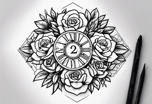 I want flowers with roman numerals in front say 4 22 tattoo idea