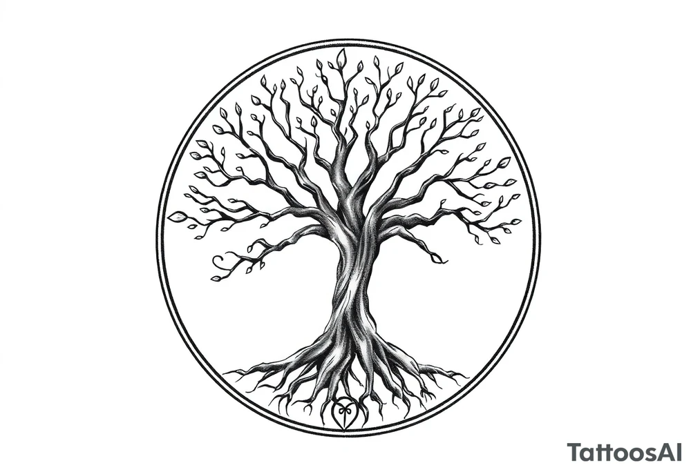 Tree of life in a circle tattoo idea