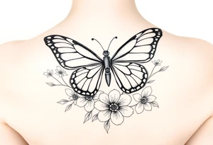 Butterfly and flowers tattoo idea
