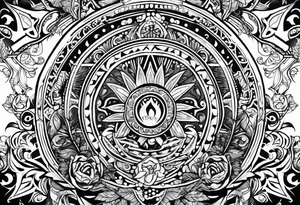 Mexican American inspired Tattoo that incorporates being a father,  love for family and importance of building wealth. Include elements of the Pacific Northwest Forrest on shoulder tattoo idea