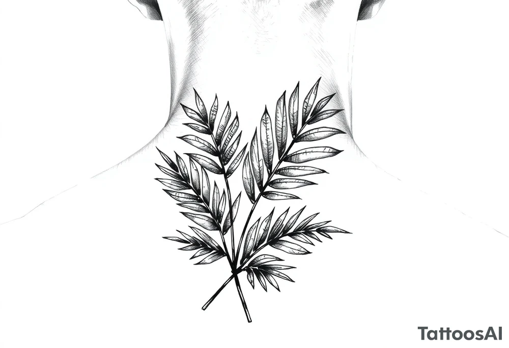 palm leaves side neck tattoo tattoo idea