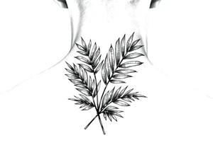 palm leaves side neck tattoo tattoo idea