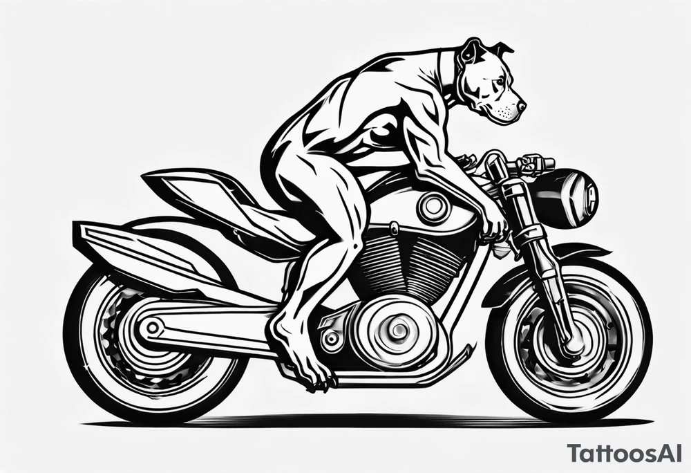 Pitbull sitting on a motorcycle tattoo idea