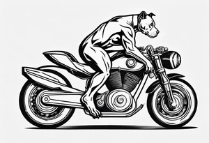 Pitbull sitting on a motorcycle tattoo idea