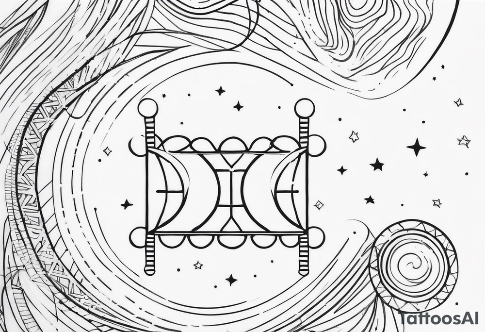 fine line tattoo of dna with stars around it tattoo idea