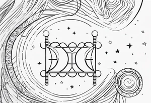 fine line tattoo of dna with stars around it tattoo idea