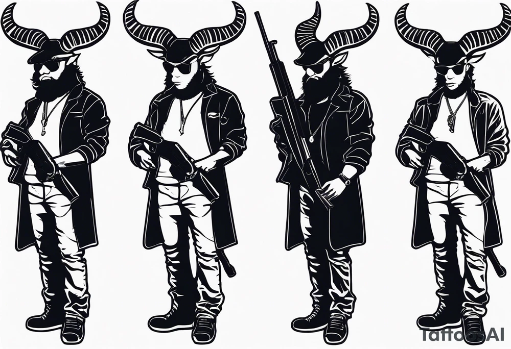 capricorn with sunglasses and shotgun tattoo idea