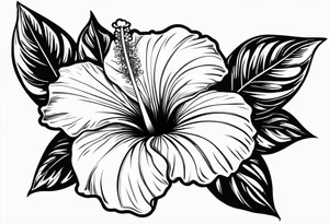 hibiscus flower with the word amor shaped as the stem for the flower tattoo idea