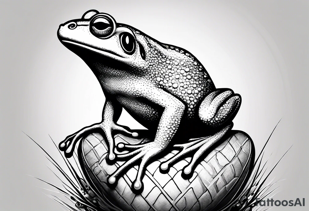 Frog riding rat, battle, illustrative tattoo idea