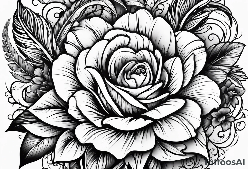 Western with flowers tattoo idea