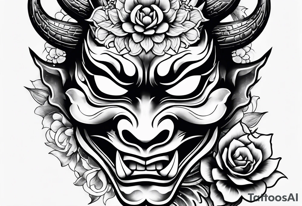 hannya mask with dragon and flower tattoo idea hannya mask with dragon and flower tattoo idea