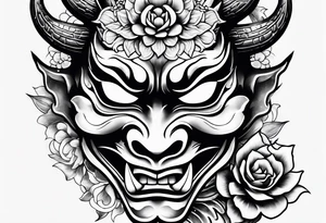 hannya mask with dragon and flower tattoo idea