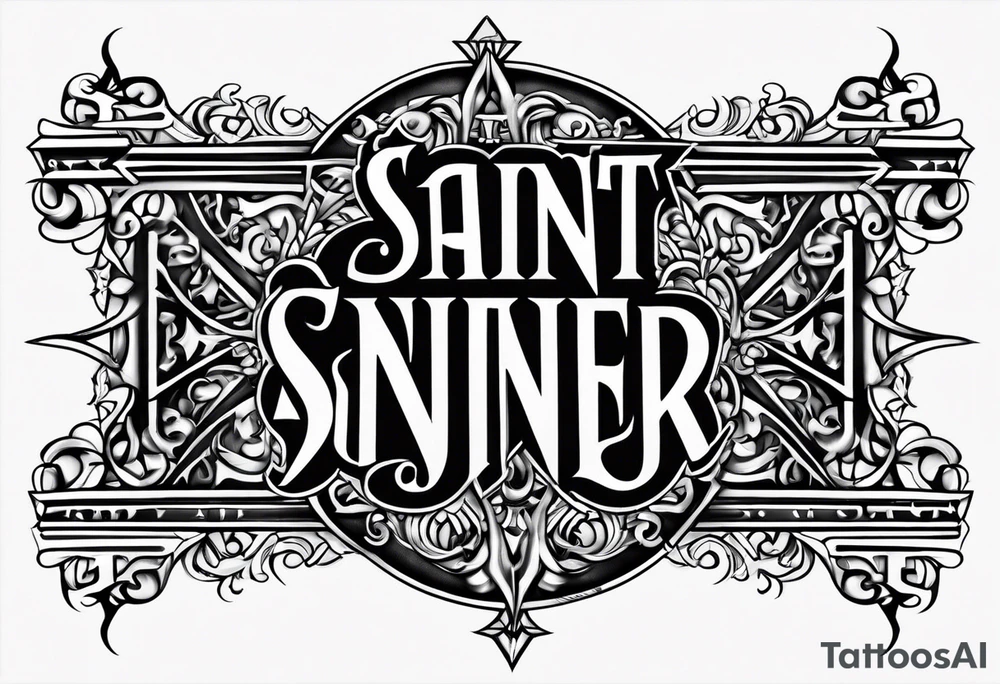 Saint sinner ambigram tattoo design tattoo idea