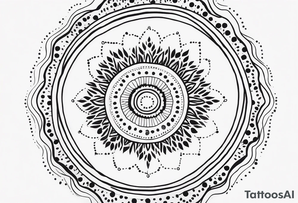 simple sunshine made of black dots with circles. mandala vibe without being a mandala tattoo idea
