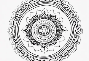 simple sunshine made of black dots with circles. mandala vibe without being a mandala tattoo idea