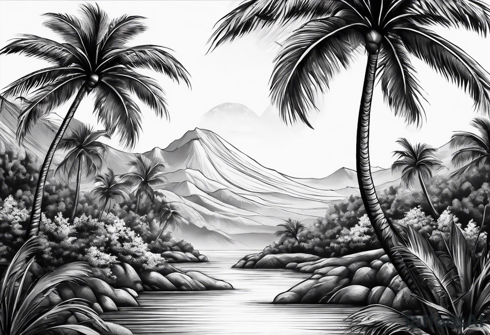 A lonely palm tree tattoo idea