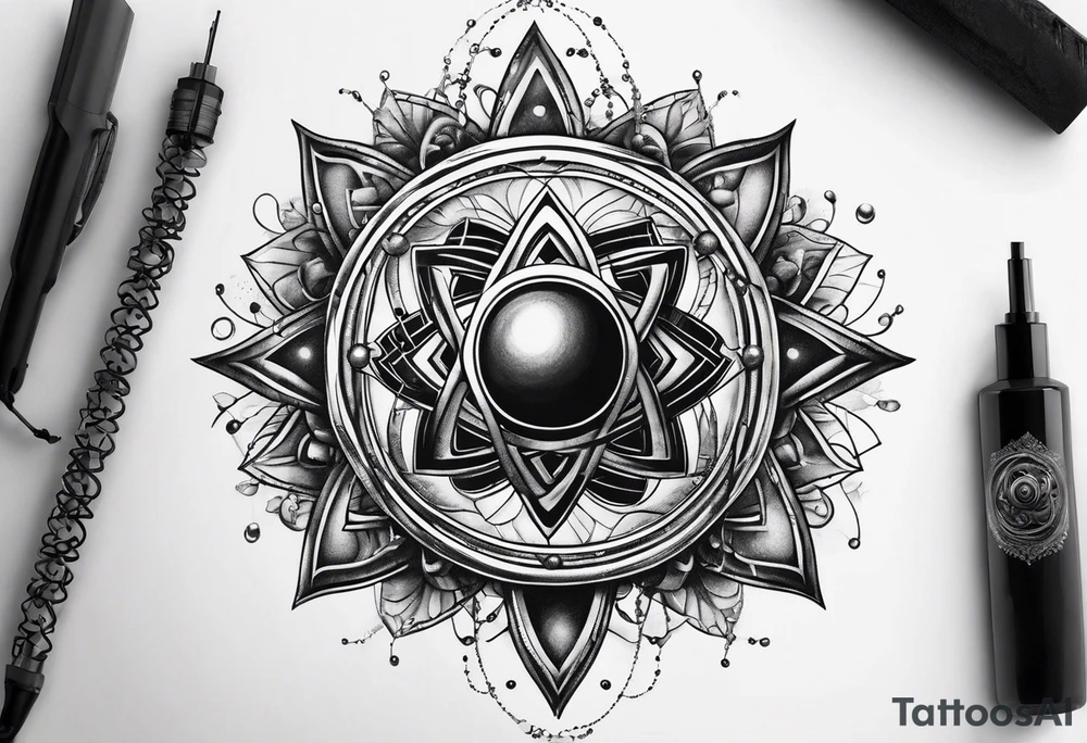 atom with quantum electron cloud tattoo idea
