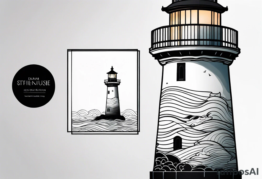 lighthouse at the ocean, minimalist tattoo idea
