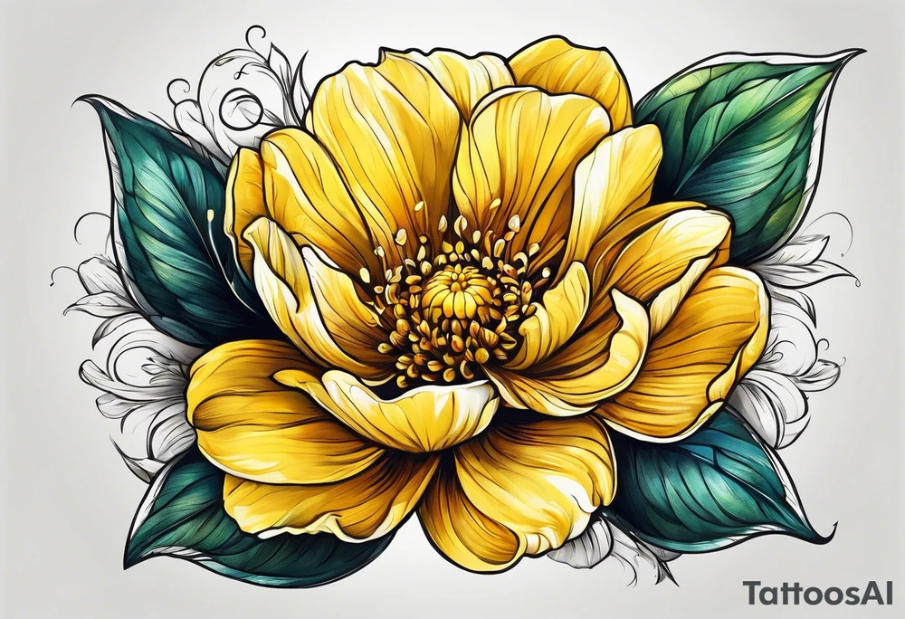 Yellow flower that forms the letter Y tattoo idea