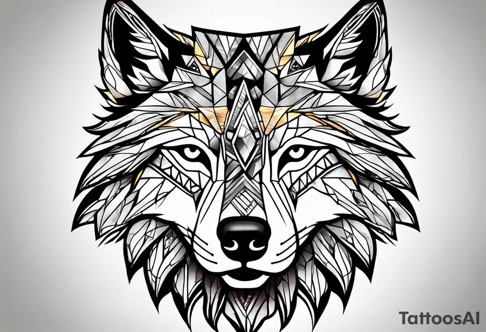 A wolf face tattoo idea