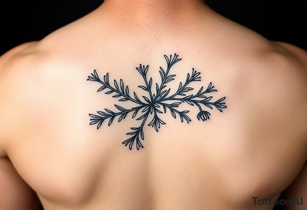 rosemary in flower, realistic tattoo idea