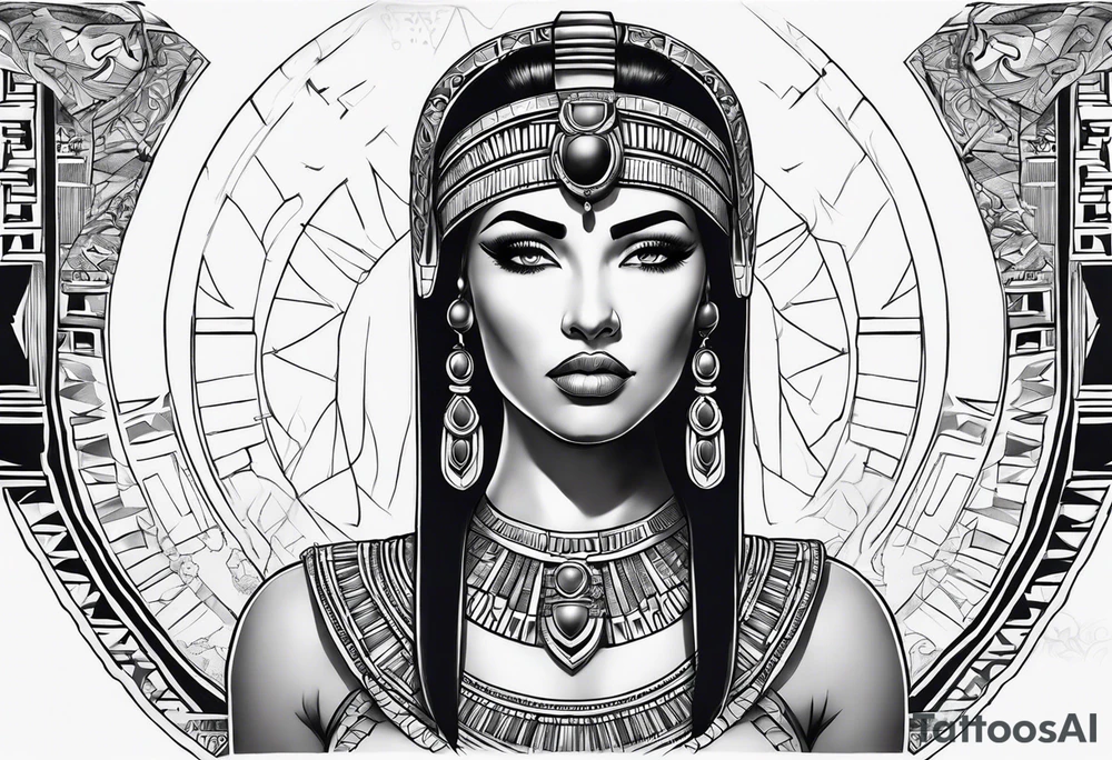 Cleopatra chest tattoo tribal tattoo idea