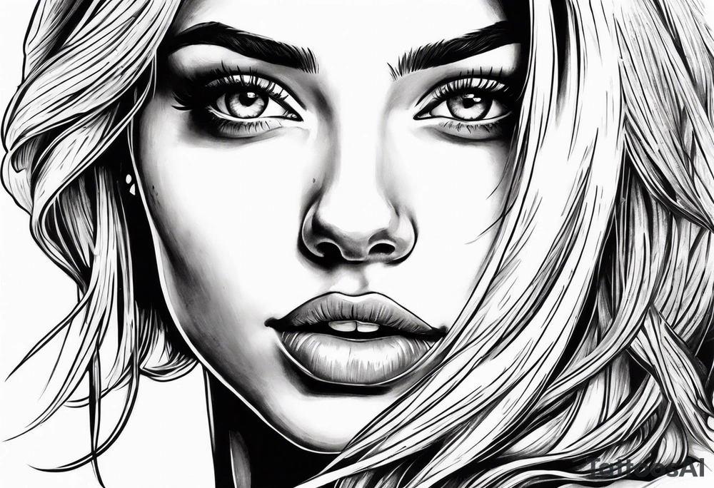 Young pretty blond woman tattoo idea