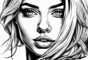 Young pretty blond woman tattoo idea
