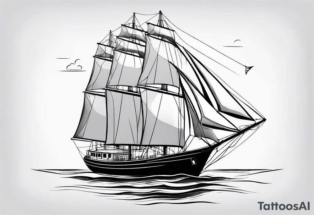 sailboat sail in the shape of a maritime lighthouse. tattoo idea