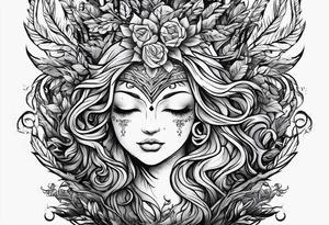 virgo sign made out of tree roots tattoo idea