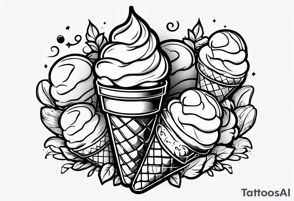 tiny one scoop ice cream cone tattoo idea