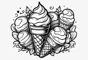 tiny one scoop ice cream cone tattoo idea