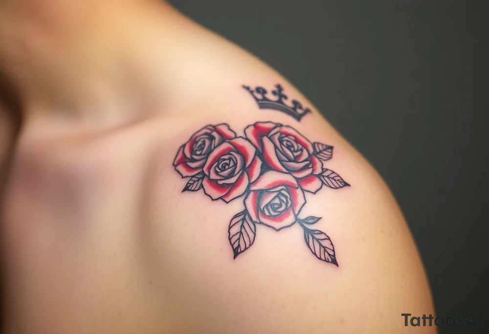 Roses with crown and 1982 tattoo idea