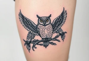 Celtic work and owls tattoo idea